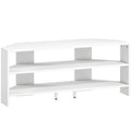 Corner TV Stand with 2 Open Shelves for 47 Inch TV - White