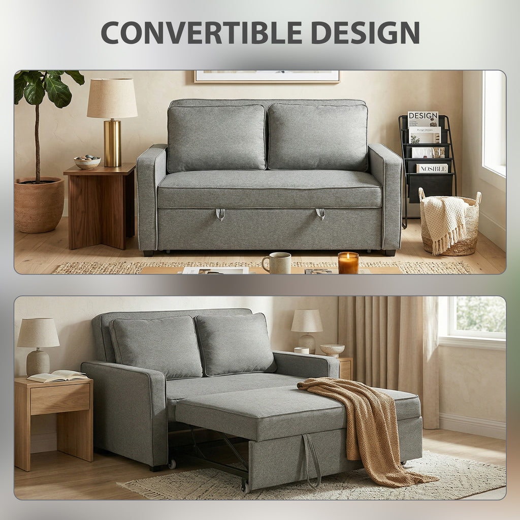 Double Sofa Bed Click Clack Sofa Bed Pull Out Bed with Adjustable Backrest for Living Room and Bedroom Grey