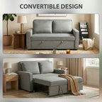 Double Sofa Bed Click Clack Sofa Bed Pull Out Bed with Adjustable Backrest for Living Room and Bedroom Grey