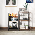 3-Tier Record Player Stand, End Table for Living Room, Bedroom - Rustic Brown
