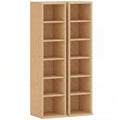 Set of 2 CD Media Display Shelf Unit Tower Rack with Adjustable Shelves, Natural