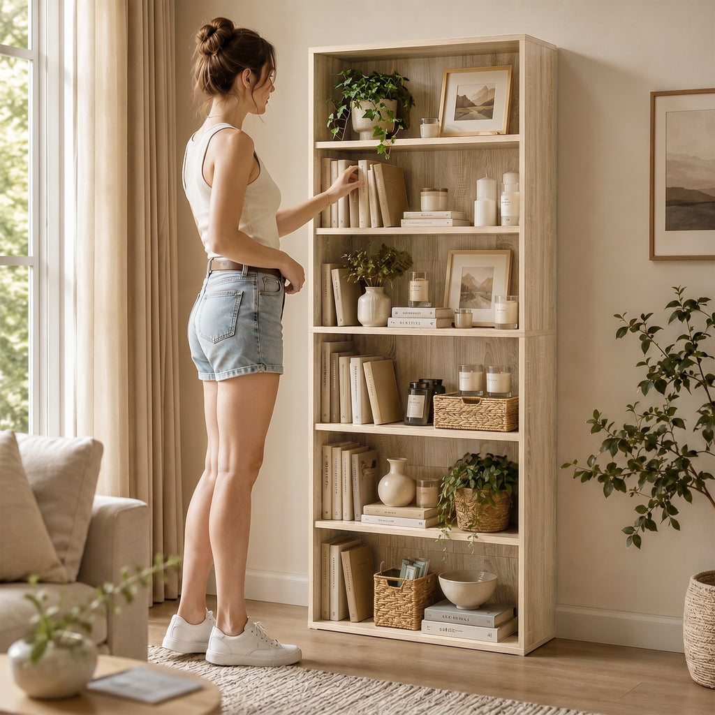 Six Shelf Bookcase - Oak