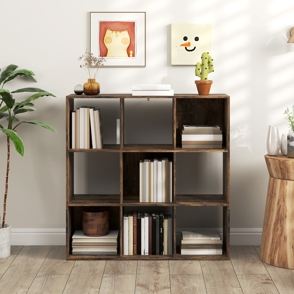 Nine-Cube Storage Shelf - Rustic Brown