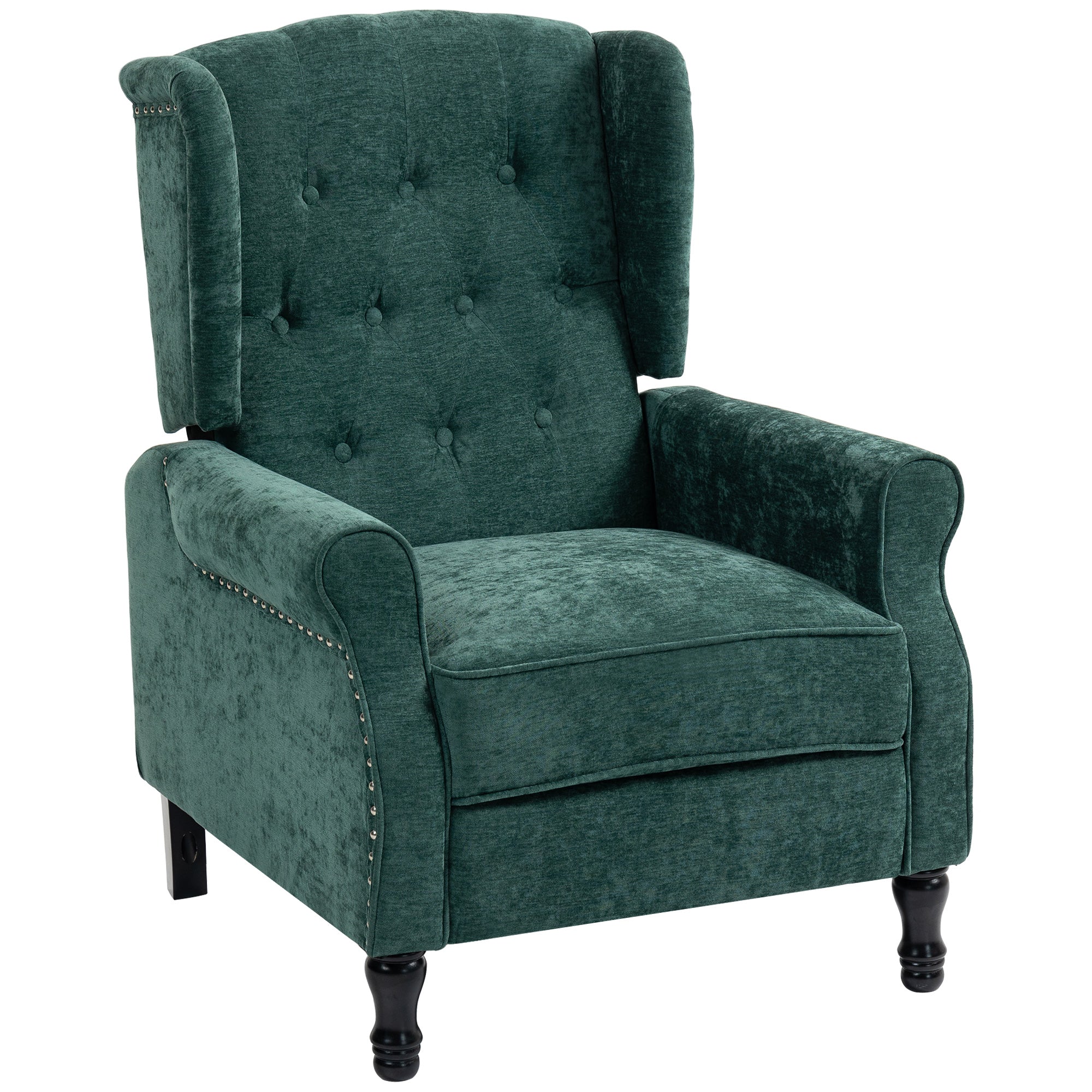 150Â° Reclining Vintage Armchair, with footrest - Dark Green