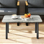 Outdoor Garden Coffee Table, Garden Table with Slatted Wood Plastic Composite Top and Metal Frame, Grey
