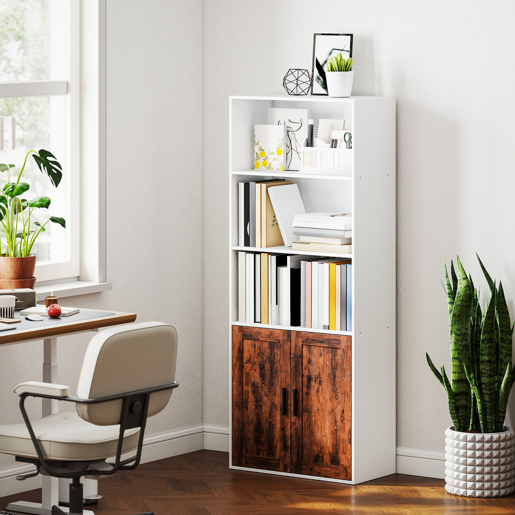 5-Tier Bookcase with Adjustable Shelf - Rustic Brown