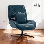 Accent Chair, Chenille Upholstered Swivel Armchair with Lumbar Pillow, High Back, Deep Seat and Metal Legs, Dark Green