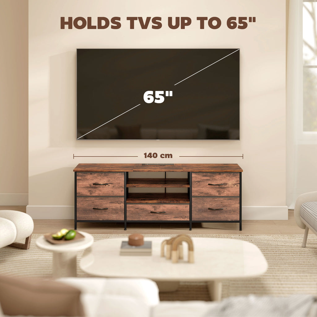 Multi-Storage Industrial TV Stand - Brown/Grey/Black