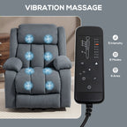 HOMCOM Power Lift Recliner Chair with Vibration Massage, Lift Chair for Elderly with Footrest, Remote, Side Pocket, Grey