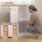 Bookcase Adjustable Shelf Bookshelf Anti-Tip Hardware 6-Tier Storage Cabinet White Wood Effect
