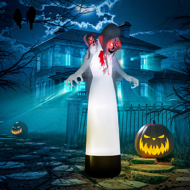 8.9ft Inflatable Three-Headed Ghost with 9 LED Lights – image 2 of 9
