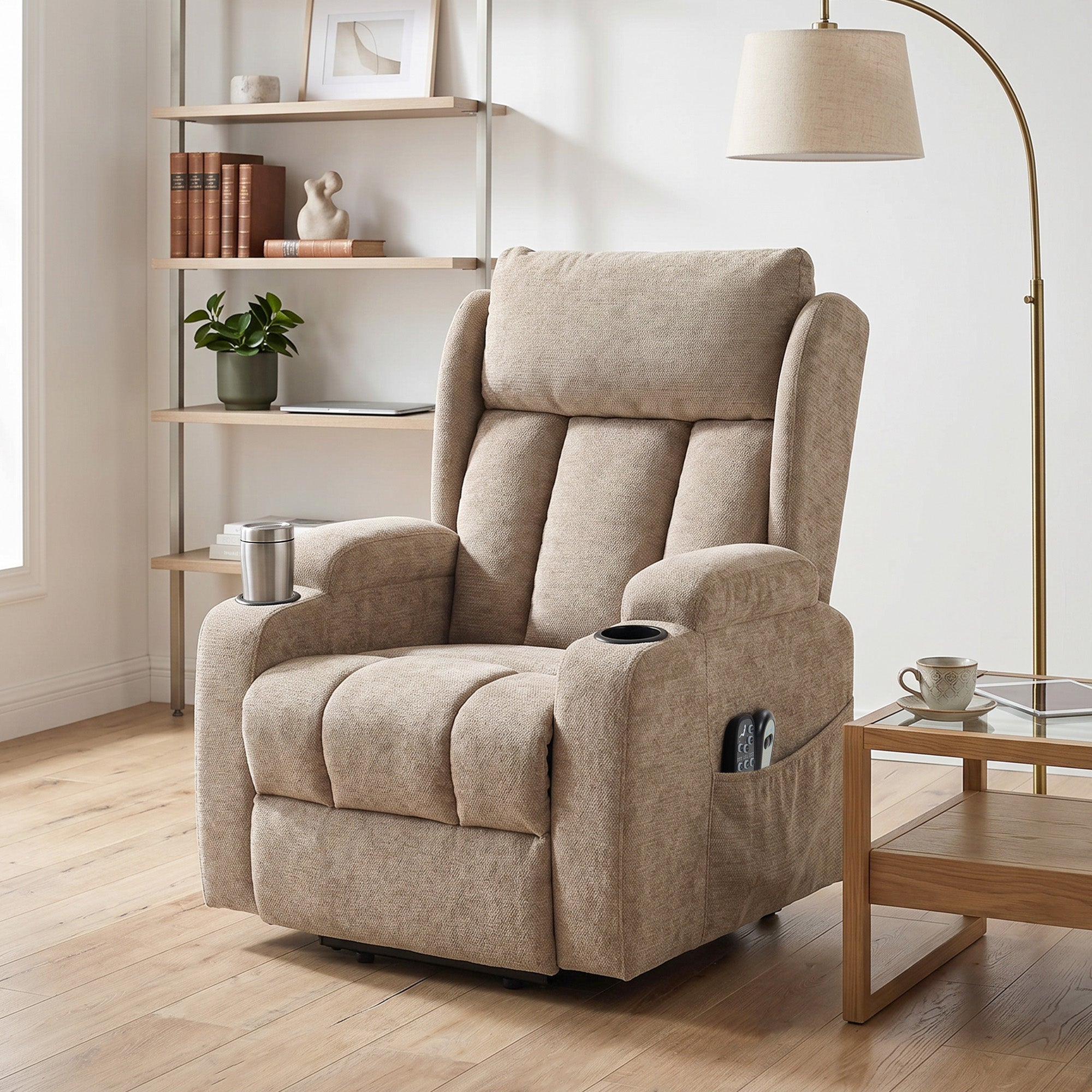 HOMCOM Power Lift Recliner Chair with Vibration Massage and Heat, Chenille Riser and Recliner Armchair for Elderly, Brown