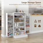 HOMCOM Freestanding Kitchen Pantry Cupboard with Adjustable Shelves & Door Racks - White