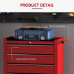 5-Drawer Lockable Rolling Steel Tool Cabinet – Red – image 6 of 9