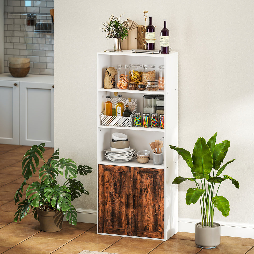 5-Tier Bookcase with Adjustable Shelf - Rustic Brown