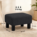 Linen Fabric Footstool Ottoman Cube with 4 Plastic Legs, Black