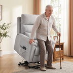 Power lift recliner chair with Massage and Heat, Terry Cloth Electric Lift Chair with Spring Cushion, Light Grey