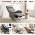 Power Recliner Chair, Swivel Electric Reclining Chair with Type C+USB, Recliner Armchair with Footrest, Dark Grey
