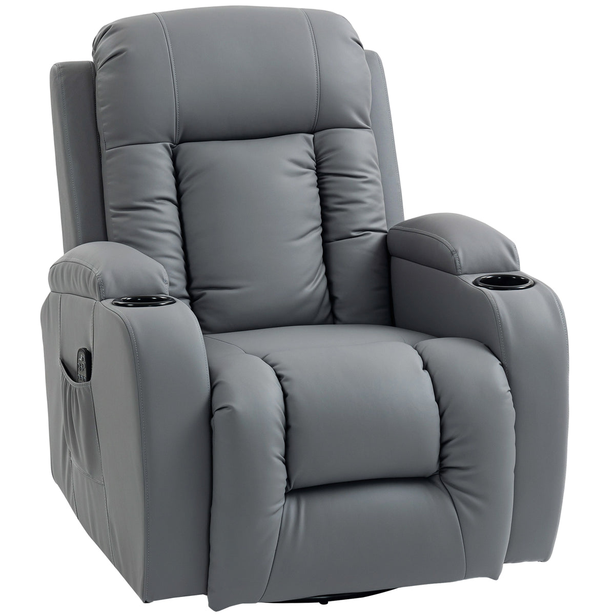 8-Point Massage Recliner with Heat, Rocking & Cup Holders – Grey