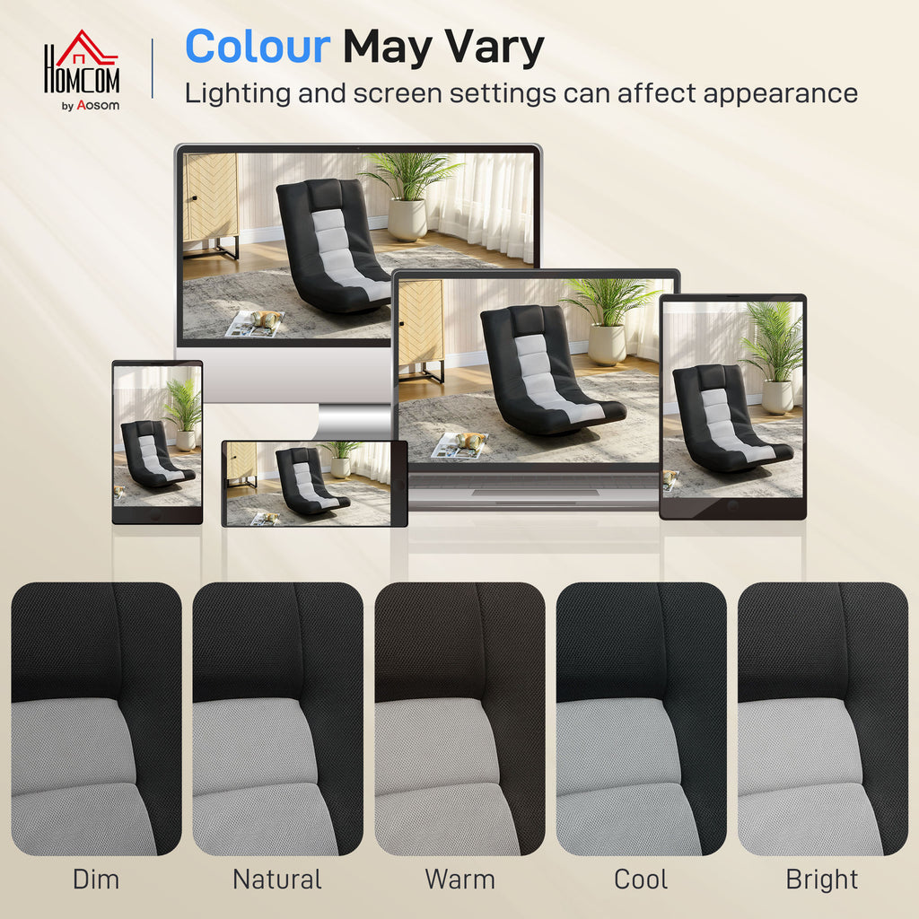 Floor Chair, Folding Floor Sofa with Adjustable Backrest, Wide Seat, Swivel Base, Black