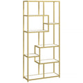 Seven-Tier Geometric Bookcase - White/Gold Tone