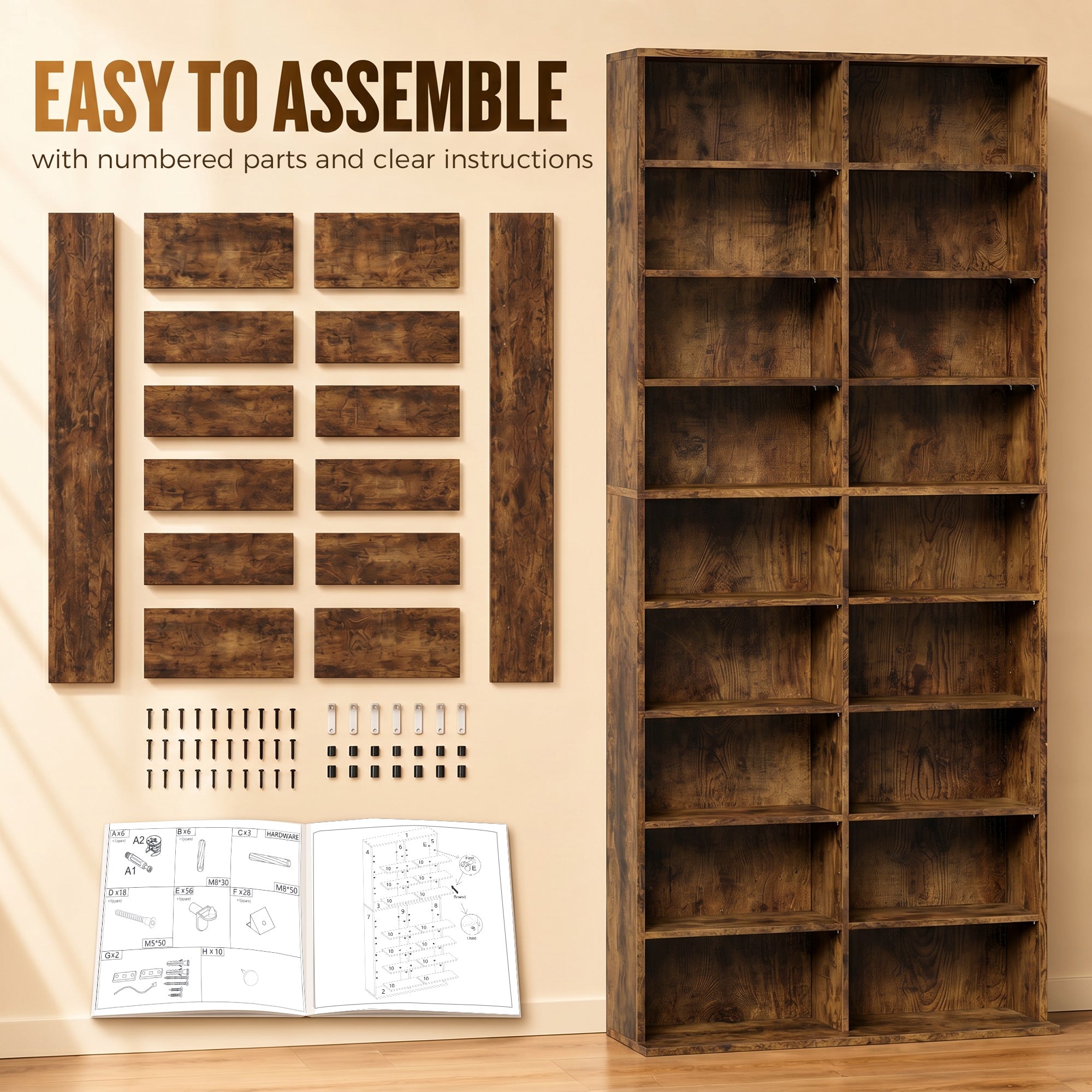 640 CD Storage Tower - Rustic Brown