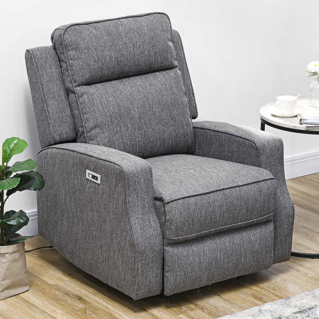 HOMCOM 150Â° Electric Reclining Chair, with USB port and Footrest - Charcoal Grey