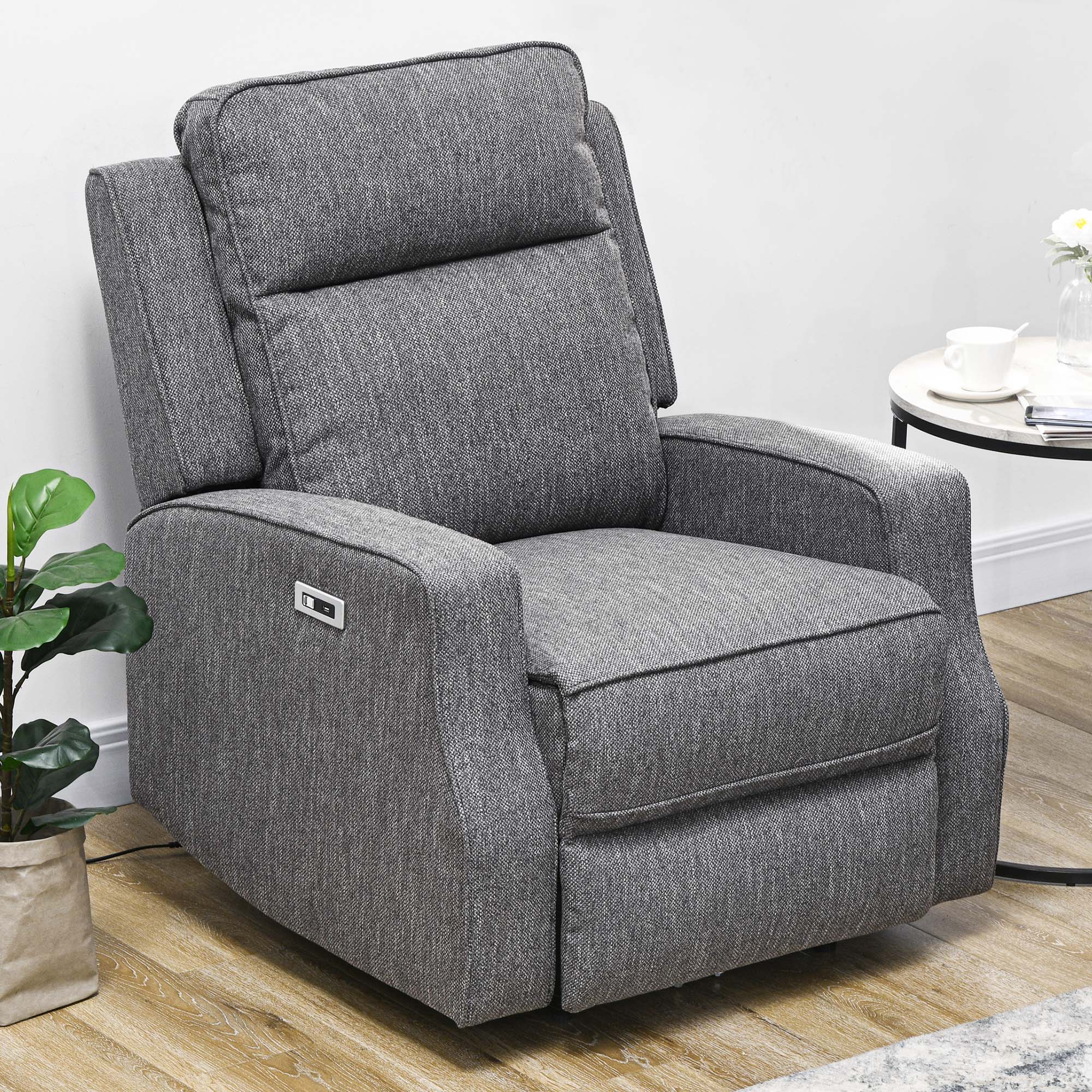 HOMCOM 150Â° Electric Reclining Chair, with USB port and Footrest - Charcoal Grey