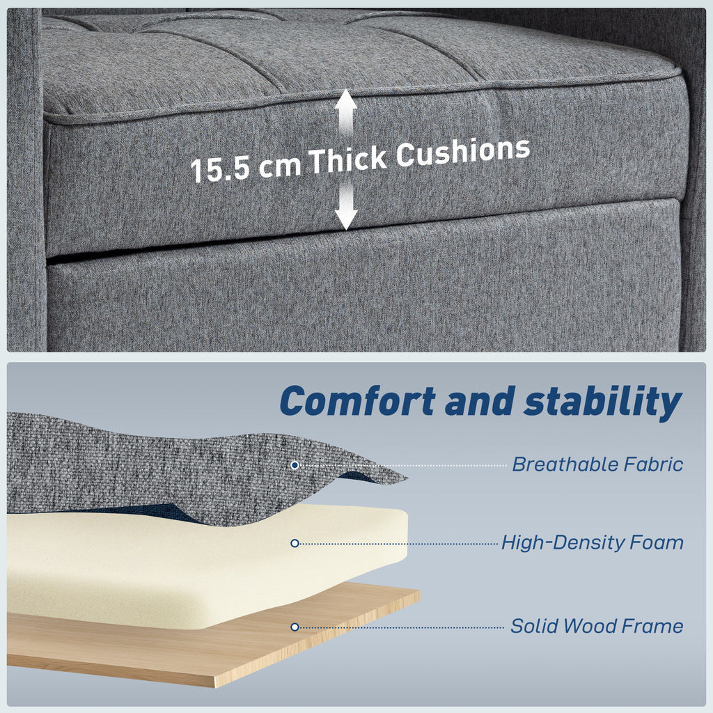 3-in-1 Single Sofa Bed, Convertible Sleeper Chair Bed - Dark Grey