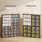 16-Compartment Media Shelf - Rustic Brown