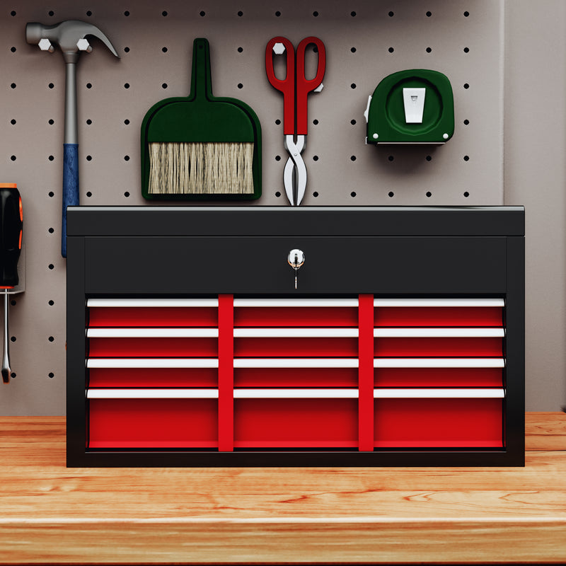 6-Drawer Lockable Steel Tool Chest with Carry Handle – Red – image 7 of 9