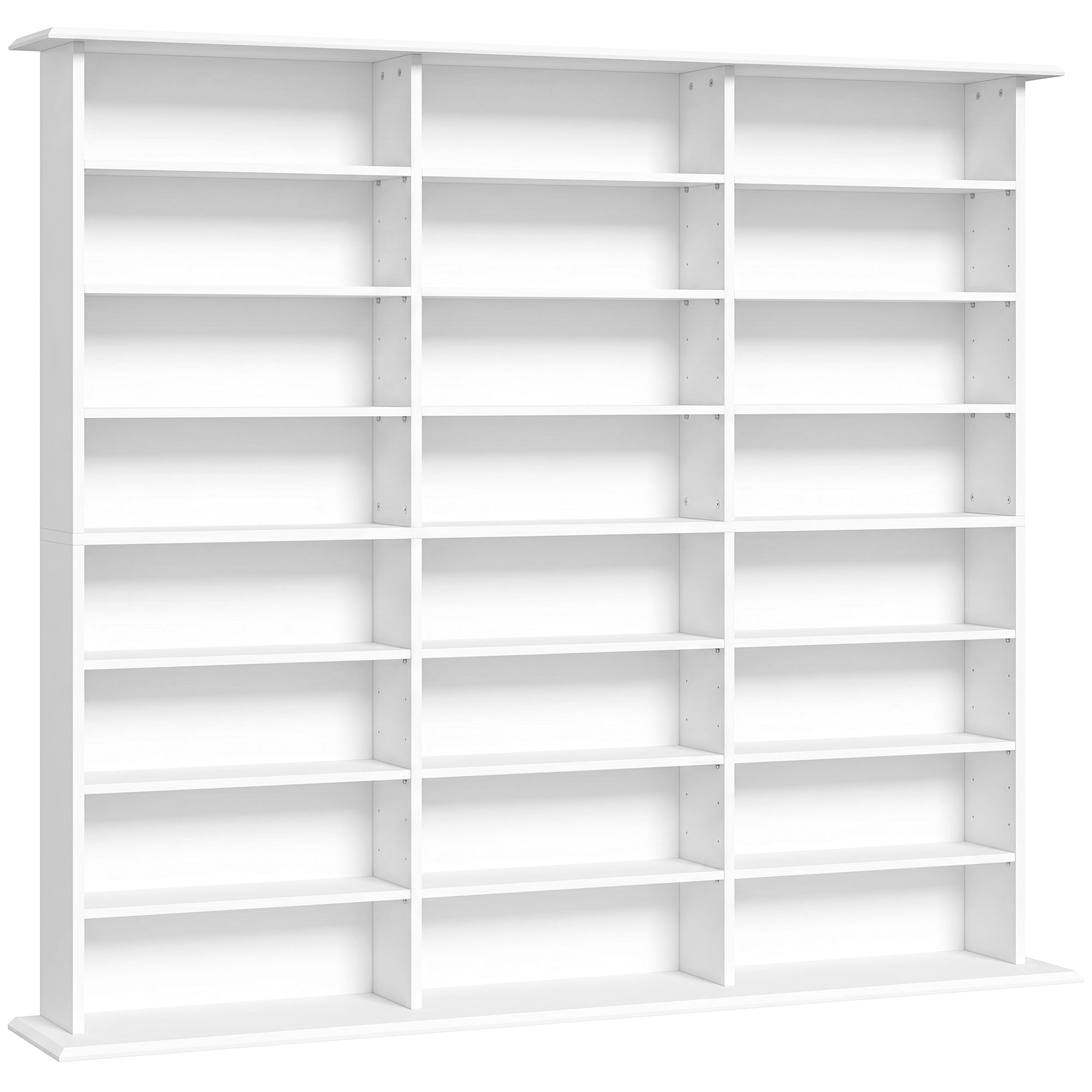 1032 CD/594 DVD Storage Unit, Blu-ray Media Storage Shelf with 24 Compartments and 18 Adjustable Shelves, White