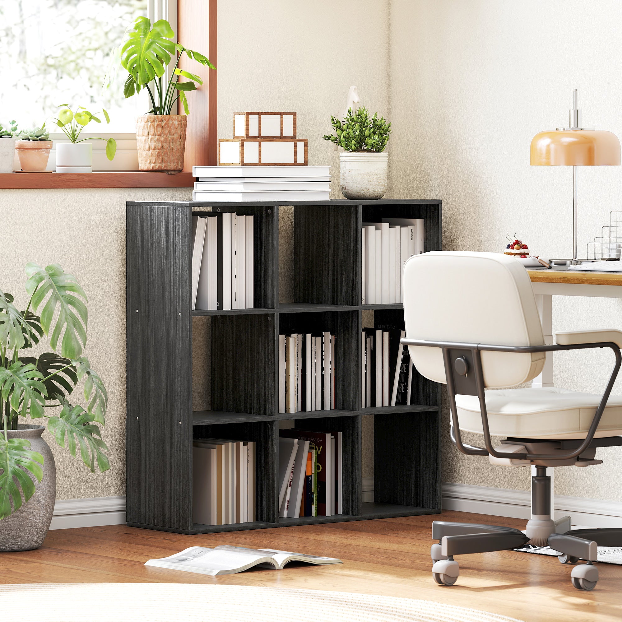 Nine-Cube Storage Shelf - Black
