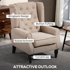 Wingback Accent Chair, Retro Upholstered Button Tufted Occasional Chair for Living Room and Bedroom, Beige