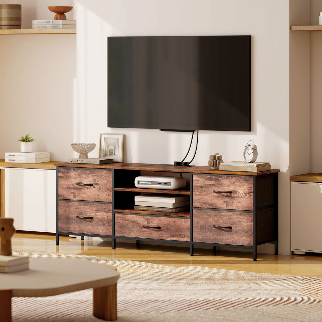 Multi-Storage Industrial TV Stand - Brown/Grey/Black