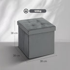 Foldable Velvet-Feel Storage Ottoman - Grey
