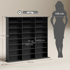 1032 CD/594 DVD Storage Unit, Blu-ray Media Storage Shelf with 24 Compartments and 18 Adjustable Shelves, Black