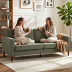 3 Seater Sofa Button Tufted Upholstered Couch with Wood Legs for Living Room, Green