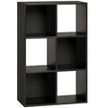Industrial Style Storage Shelf, Bookcase, Bookshelf with 6 Compartments, for Living Room, Home Study, Black Wood Effect