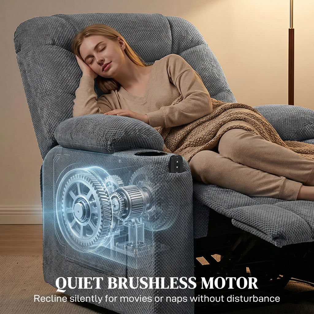 Recliner Armchair with Vibration Massage, Heat, Whisper-Quiet Motor, Memory Function, Power Reclining Chair, Dark Grey