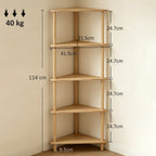 Bamboo Storage Shelf, 5-tier Corner Shelf, Freestanding Shelving Unit for Living Room, Home Office, Natural Wood Finish