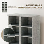 Set of 2 CD Media Display Shelf Unit Tower Rack with Adjustable Shelves, Grey