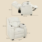 Power Recliner Armchair with Massage and Heat, Electric Reclining Chair with Wide Spring Seat, Cream White