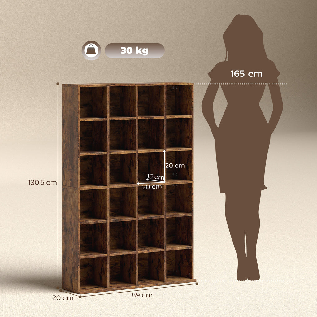 CD Storage Unit with Adjustable Shelves, 89 x 130.5 cm, Rustic Brown