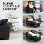 3-in-1 Single Sofa Bed, Convertible Sleeper Chair Bed - Black