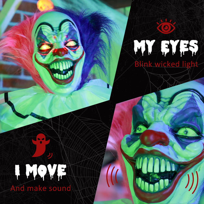 173cm Animated Laughing Clown with Glowing Red Eyes – image 5 of 9