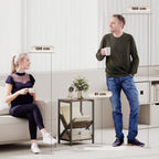 Narrow Side Table, End Table with 3-Tier Storage, V-Shaped Magazine Holder for Living Room, Bedroom, 40 x 30 x 61cm, Oak