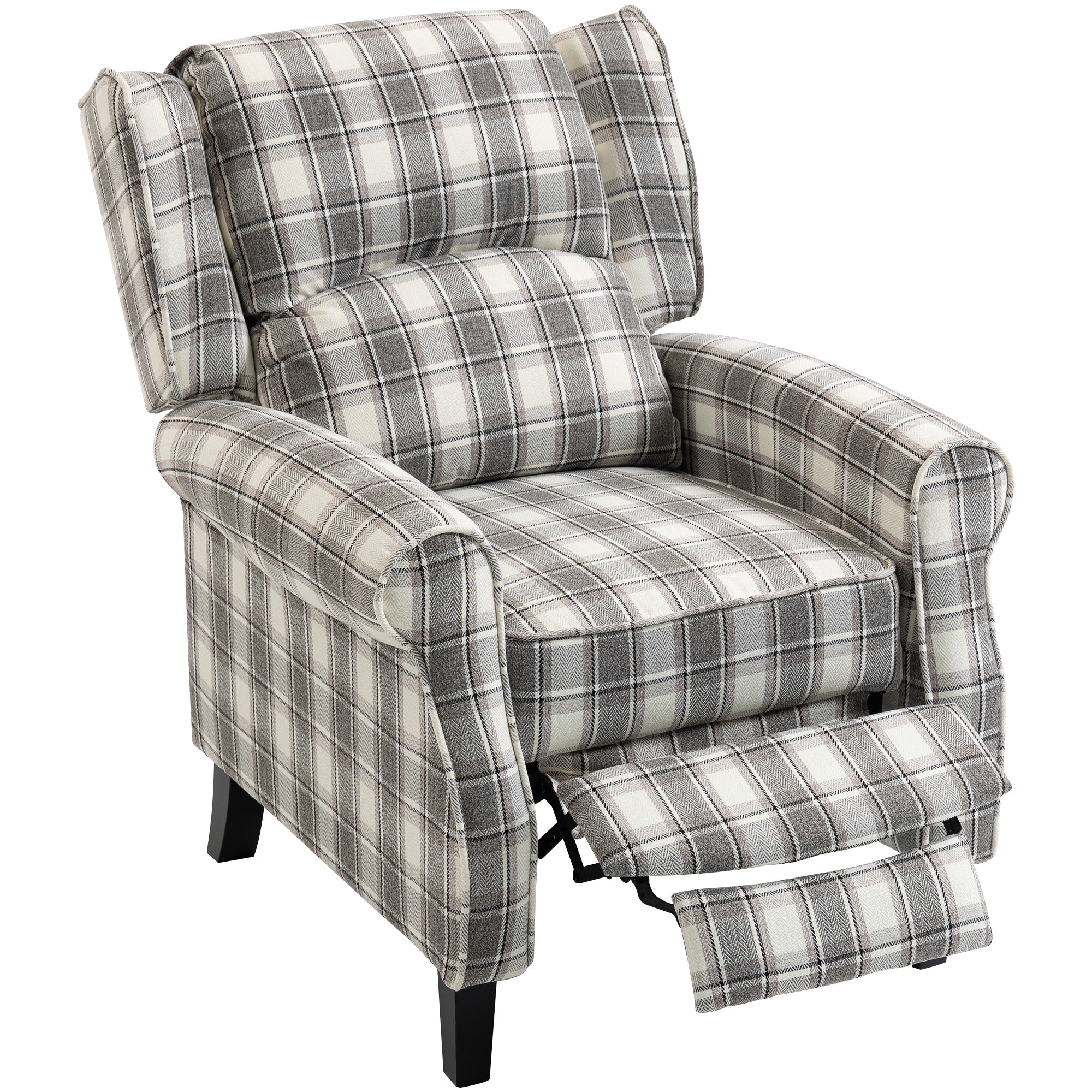 160Â° Reclining Armchair, with Footrest - Grey and White