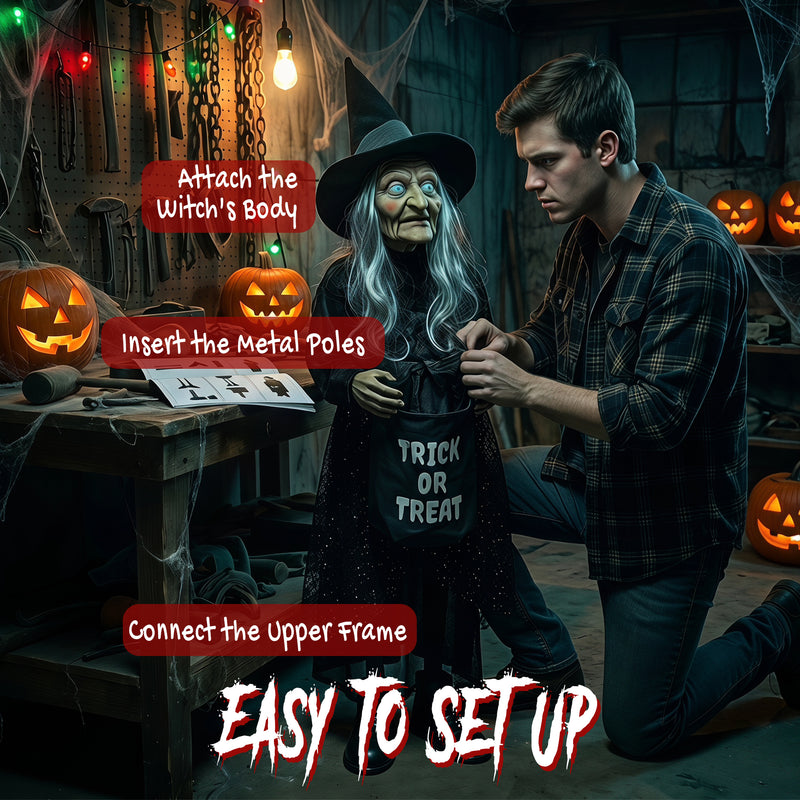 94cm Animated Witch with Moving Mouth & Glowing Eyes – image 7 of 9
