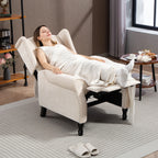 150Â° Reclining Vintage Armchair, with footrest - Beige